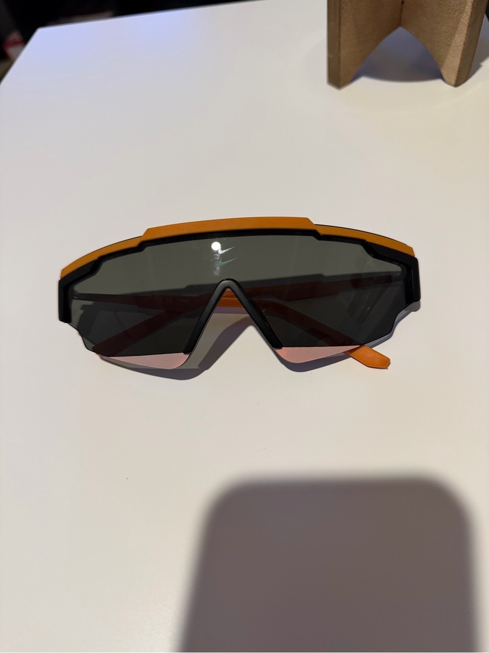 Nike Marquee Edge 64mm Shield Sunglasses in Orange and Black